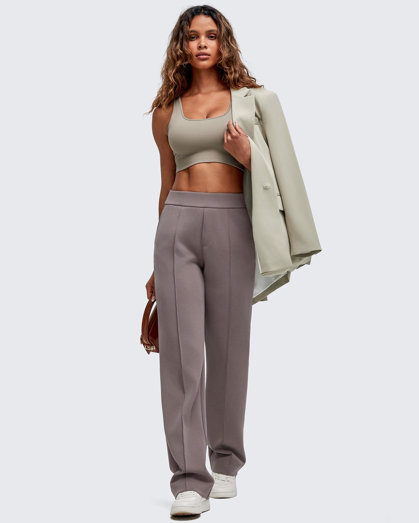 Pantalones de vestir Smoofit de pierna recta, elásticos y de talle alto