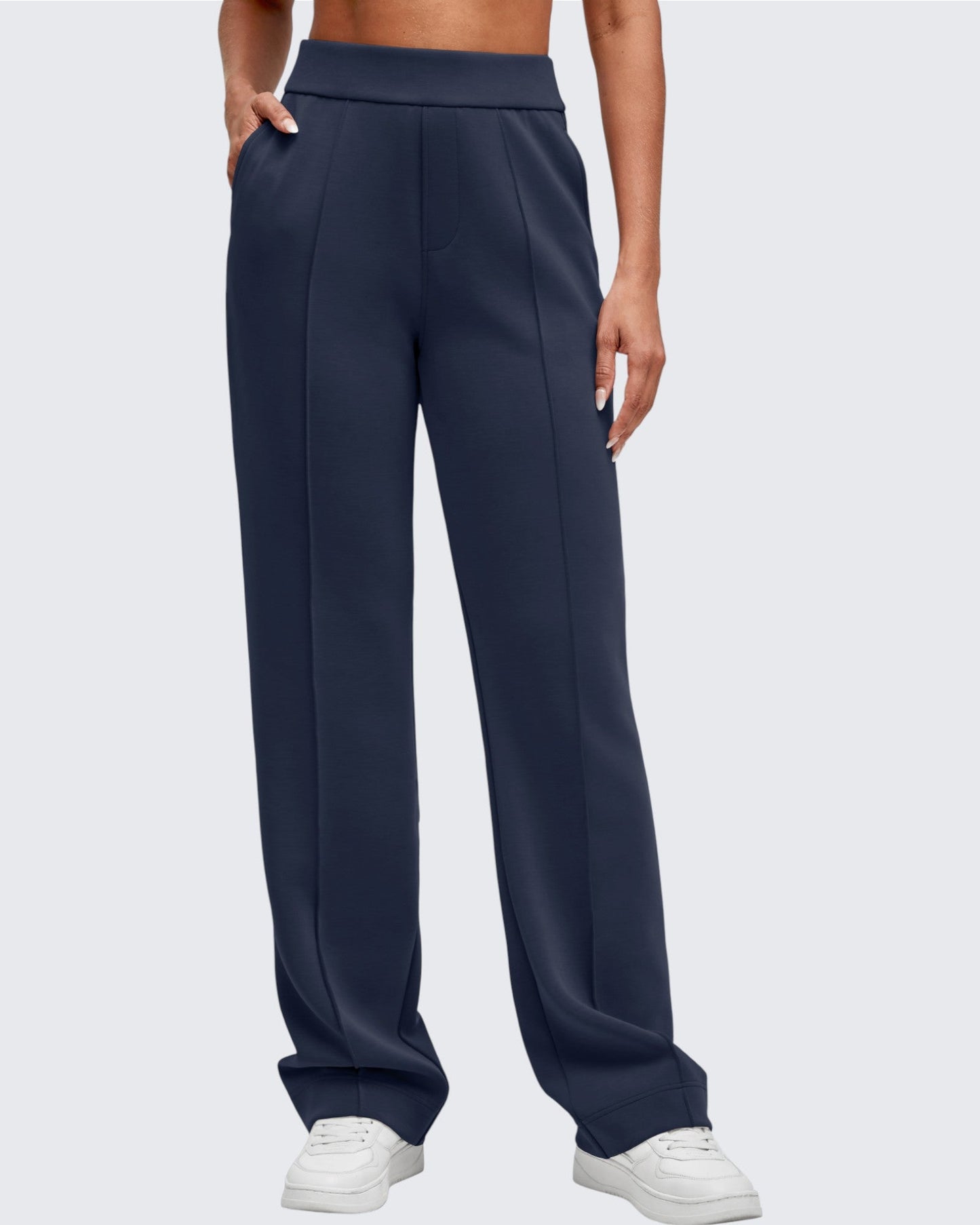 Pantalones de vestir Smoofit de pierna recta, elásticos y de talle alto