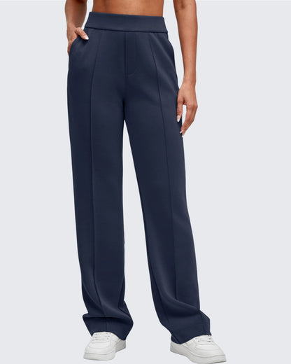 Pantalones de vestir Smoofit de pierna recta, elásticos y de talle alto