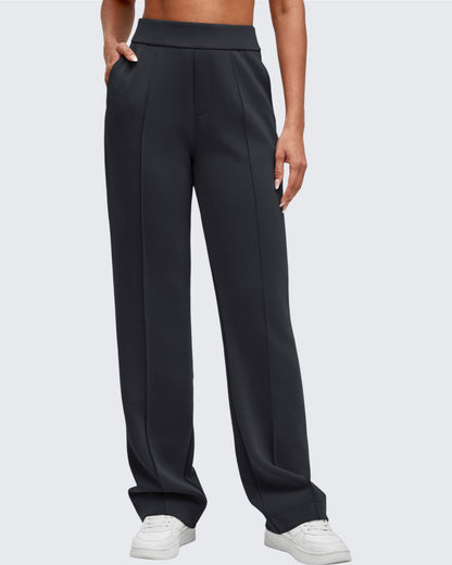 Pantalones de vestir Smoofit de pierna recta, elásticos y de talle alto