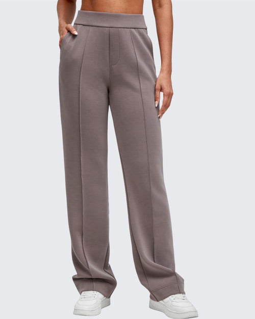 Pantalones de vestir Smoofit de pierna recta, elásticos y de talle alto