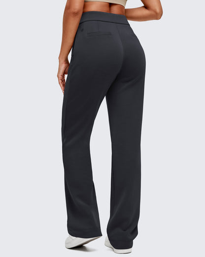 Pantalones de vestir Smoofit de pierna recta, elásticos y de talle alto