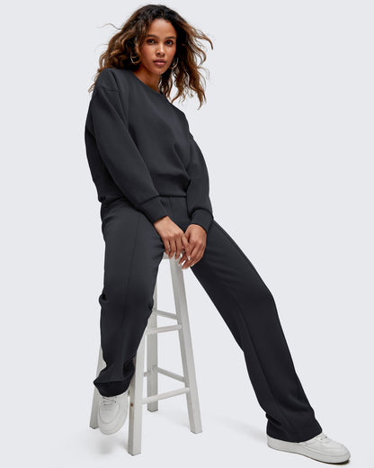 Pantalones de vestir Smoofit de pierna recta, elásticos y de talle alto