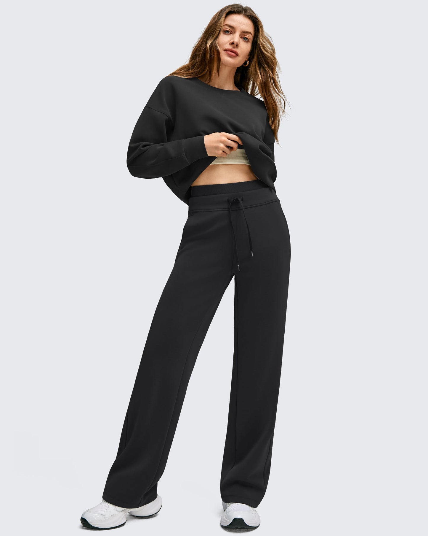 Pantalones Smoofit de Pernera Ancha con Cordón y Doble Capa en la Cintura