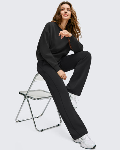 Pantalones Smoofit de Pernera Ancha con Cordón y Doble Capa en la Cintura