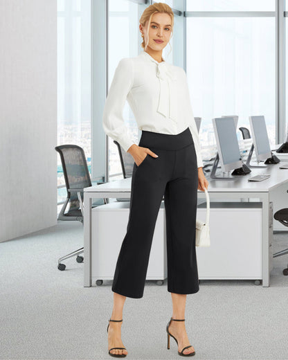Pantalones de trabajo capri de tiro alto con pernera ancha 20''