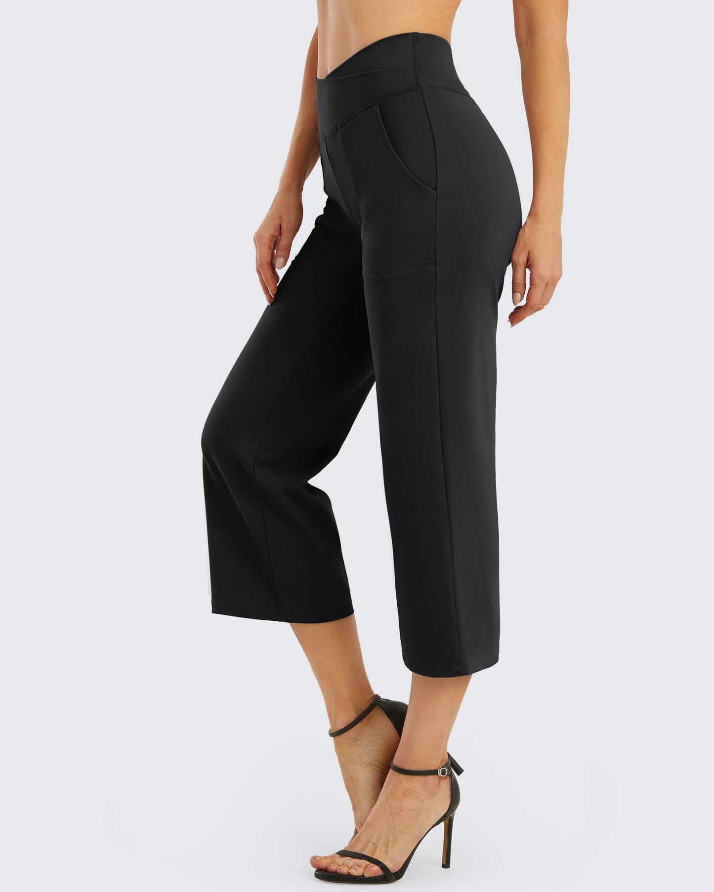 Pantalones de trabajo capri de tiro alto con pernera ancha 20''