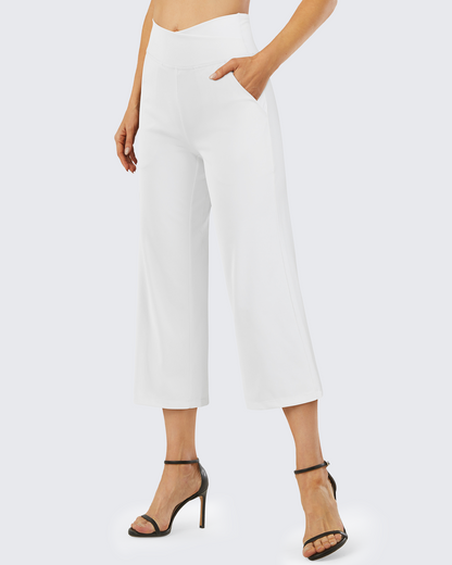 Pantalones capri de trabajo de cintura alta y pierna ancha 23