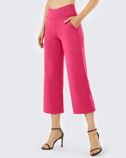 Pantalones capri de trabajo de cintura alta y pierna ancha 23