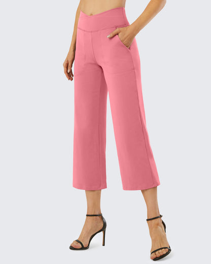 Pantalones capri de trabajo de cintura alta y pierna ancha 23