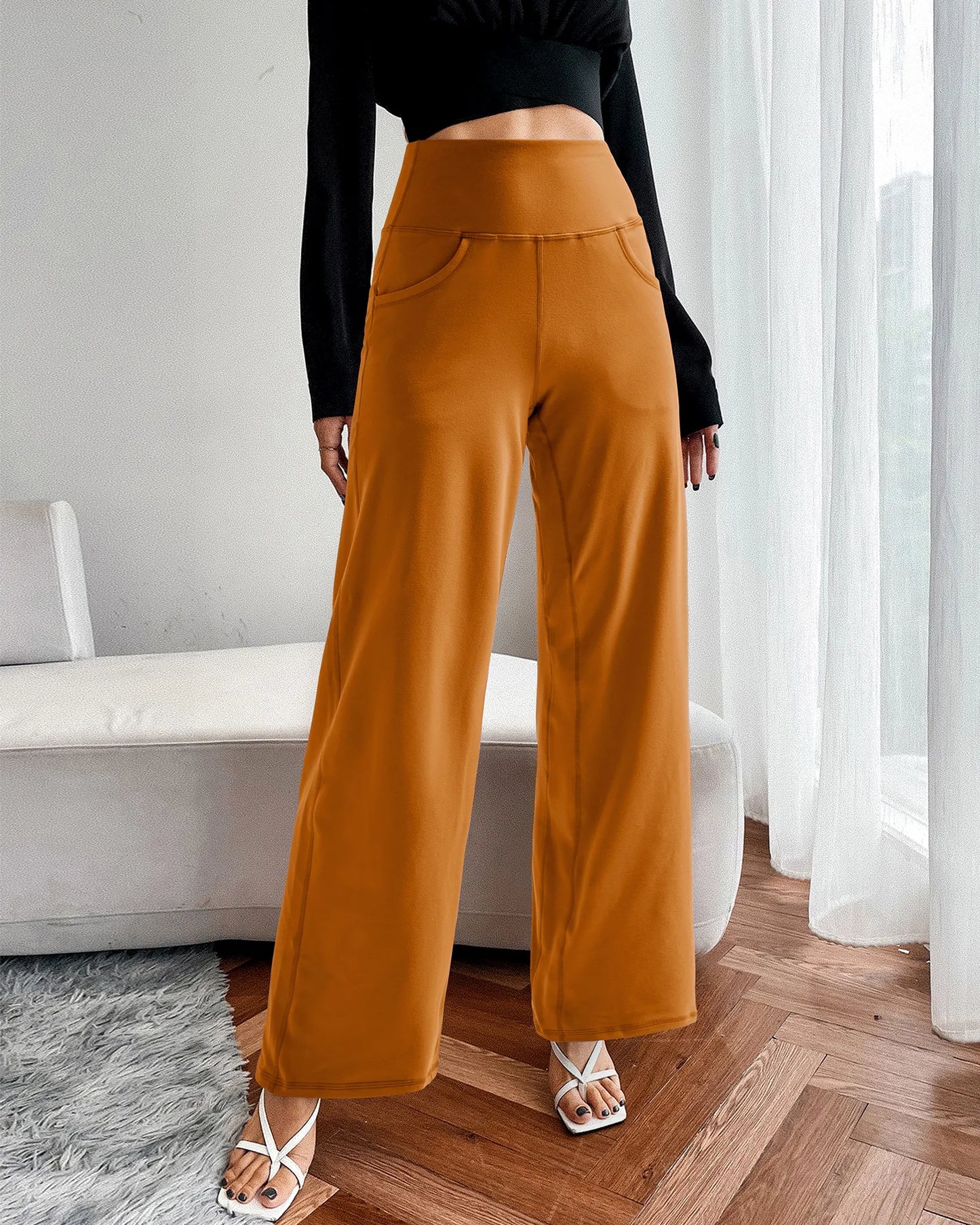 Pantalones Anchos de Mujer para Yoga con Bolsillos Pequeños