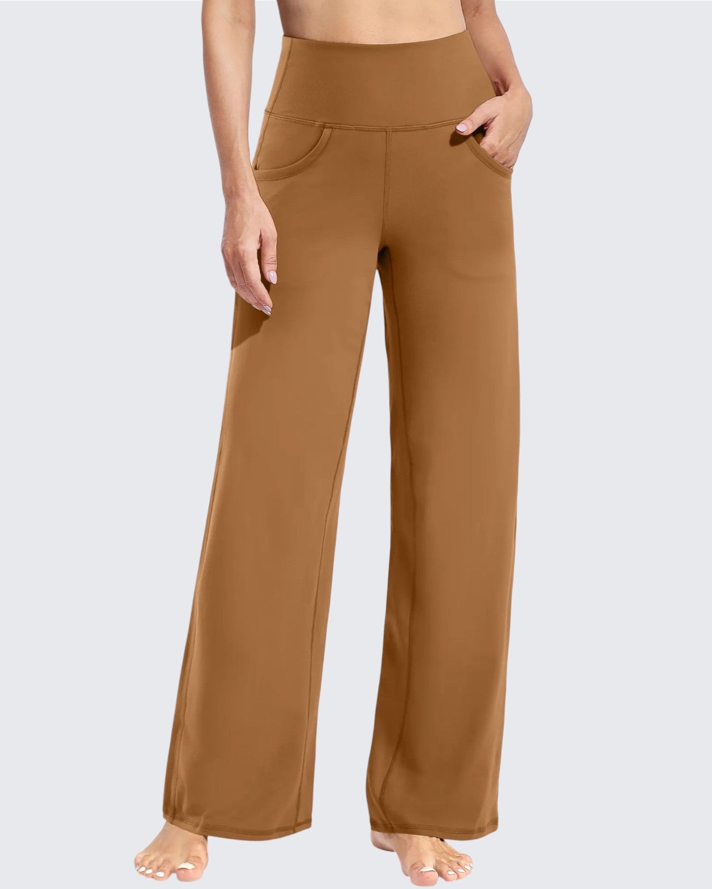 Pantalones de yoga de pierna ancha para mujer con bolsillos (talla regular)
