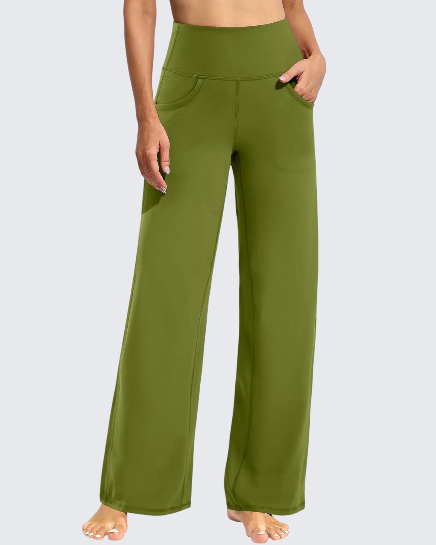 Pantalones de yoga de pierna ancha para mujer con bolsillos (talla regular)
