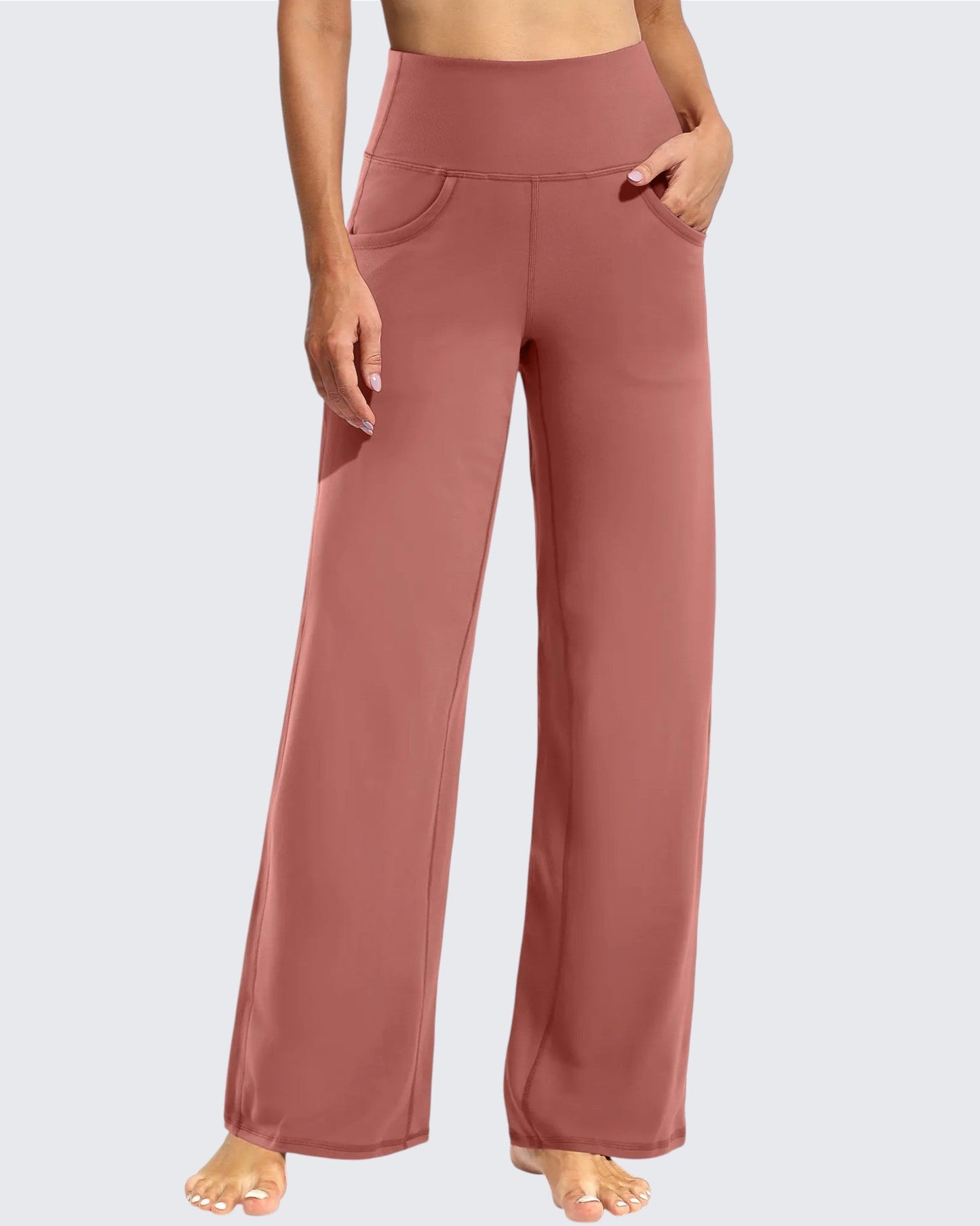 Pantalones de yoga de pierna ancha para mujer con bolsillos (talla regular)