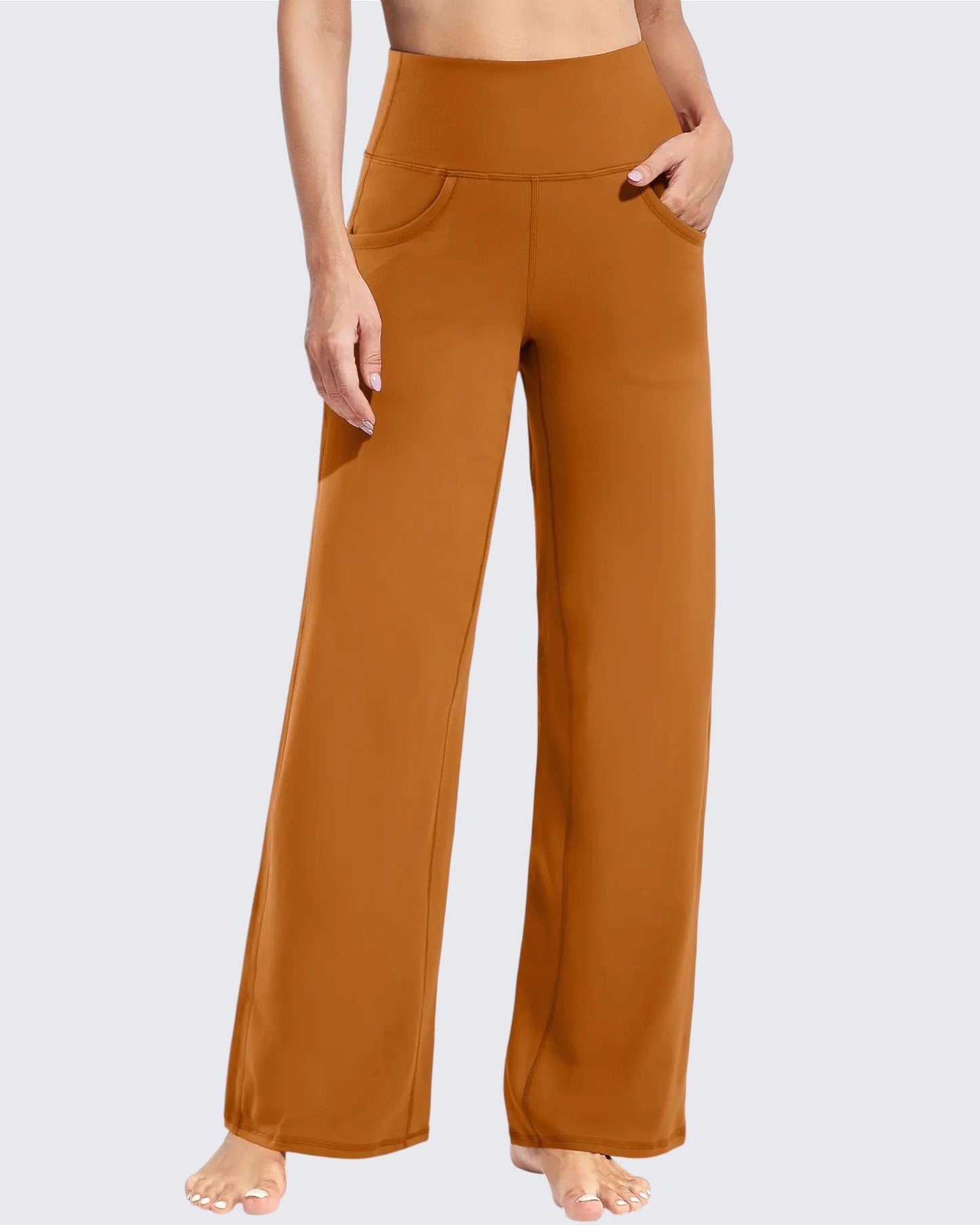 Pantalones de yoga de pierna ancha para mujer con bolsillos (talla regular)