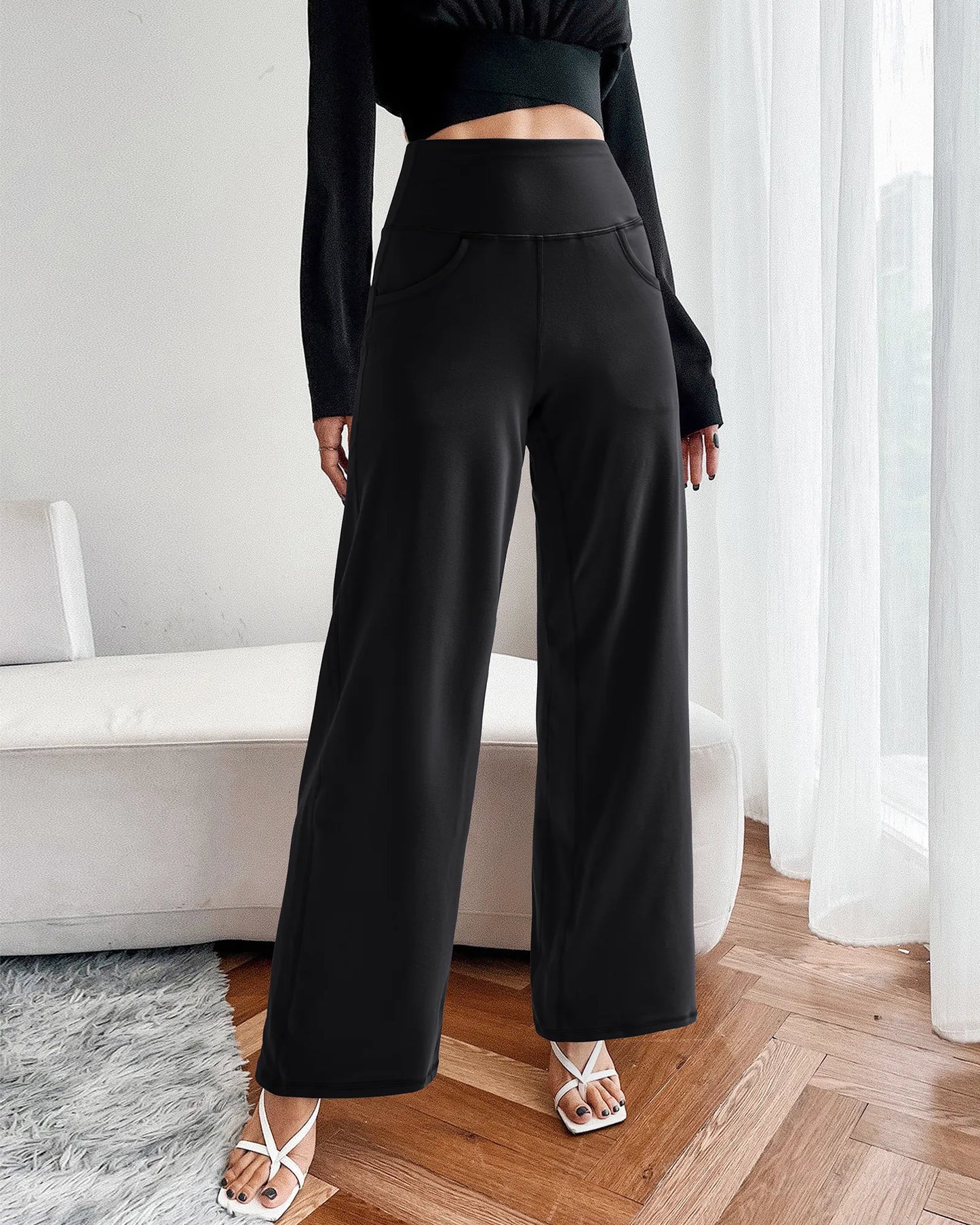 Pantalones Anchos de Mujer para Yoga con Bolsillos Largos