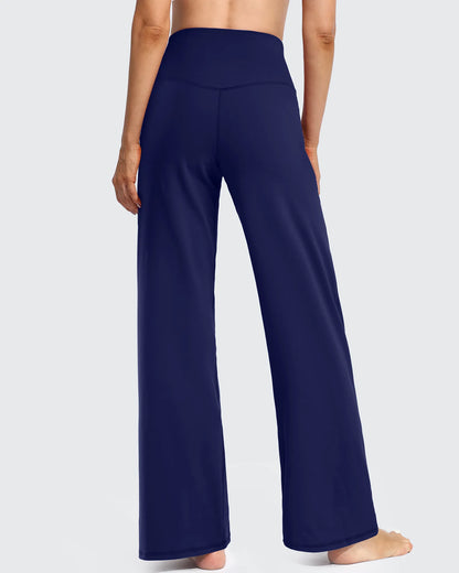 Pantalones de yoga de pierna ancha para mujer con bolsillos (talla regular)