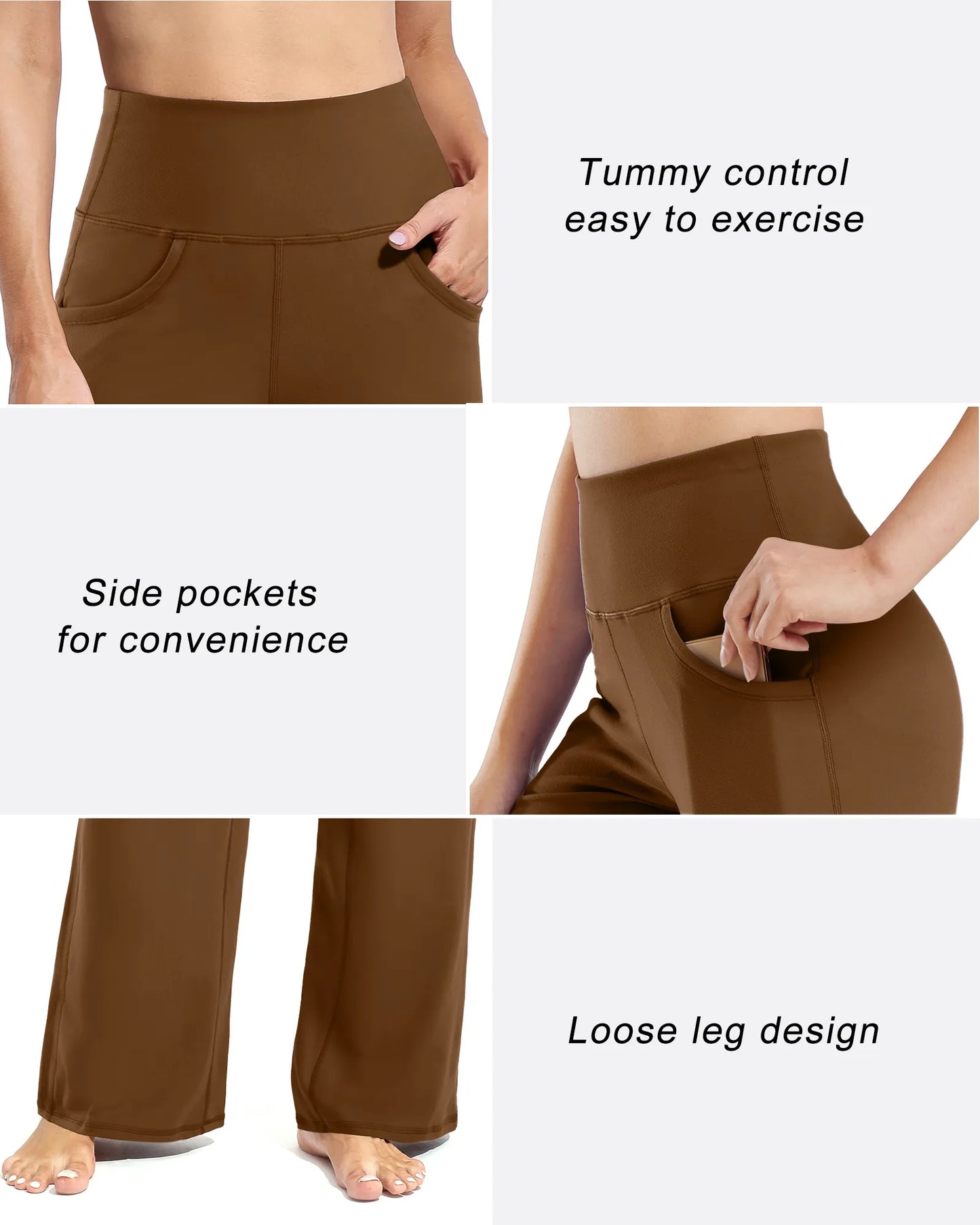 Pantalones Anchos de Mujer para Yoga con Bolsillos Pequeños