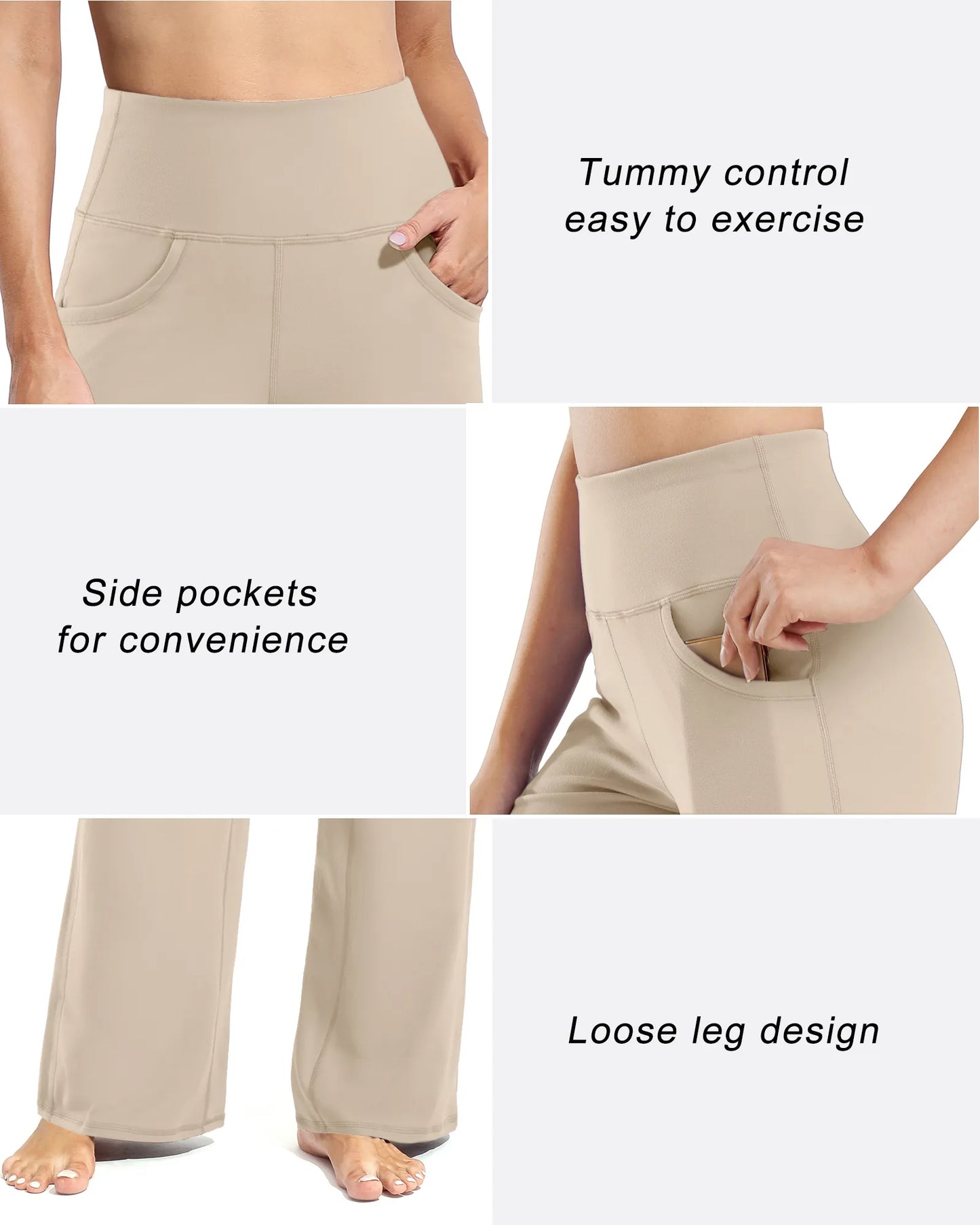 Pantalones Anchos de Mujer para Yoga con Bolsillos Largos