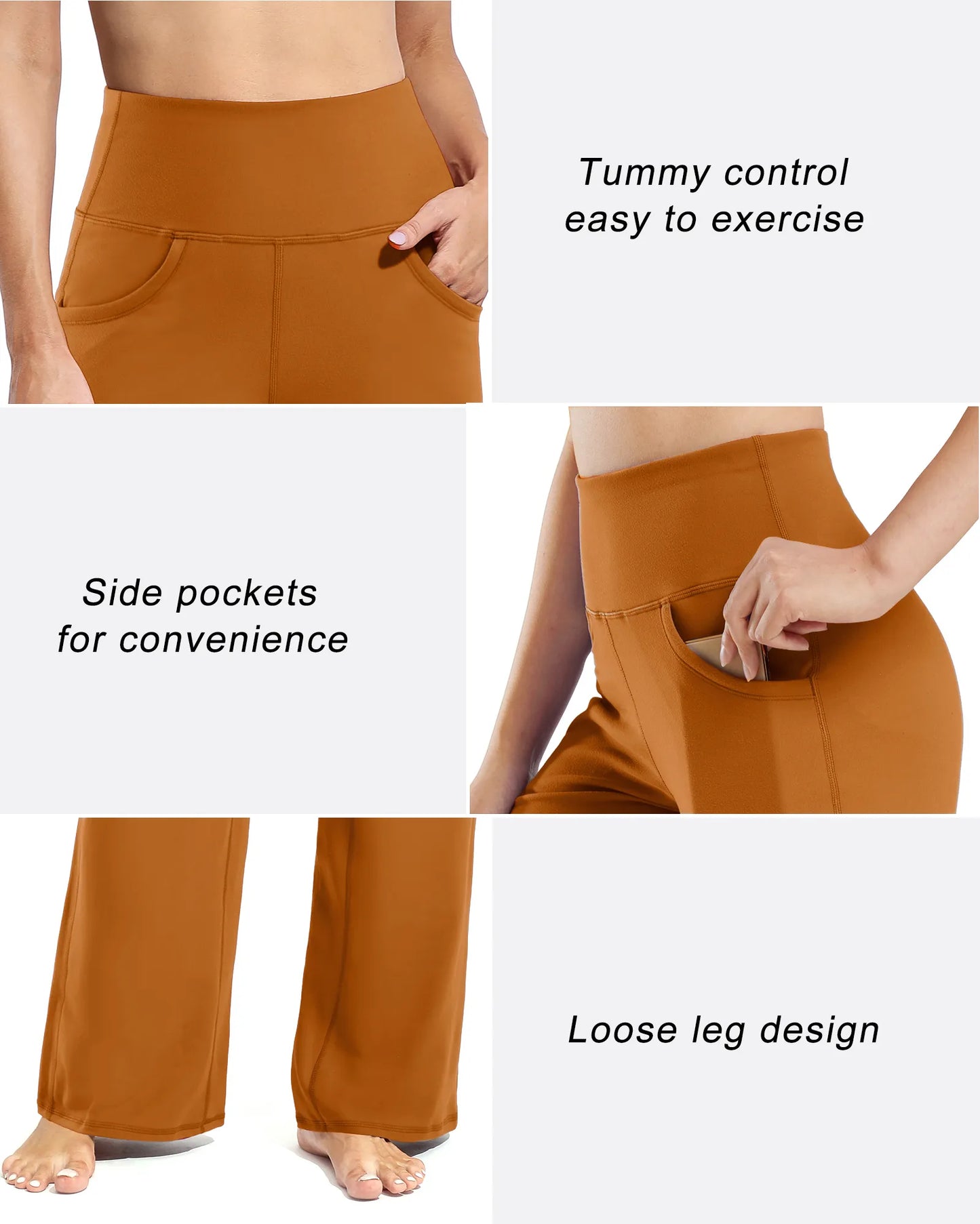Pantalones Anchos de Mujer para Yoga con Bolsillos Pequeños