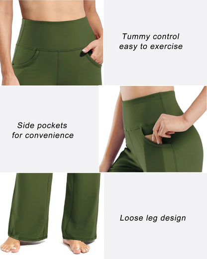Pantalones Anchos de Mujer para Yoga con Bolsillos Largos