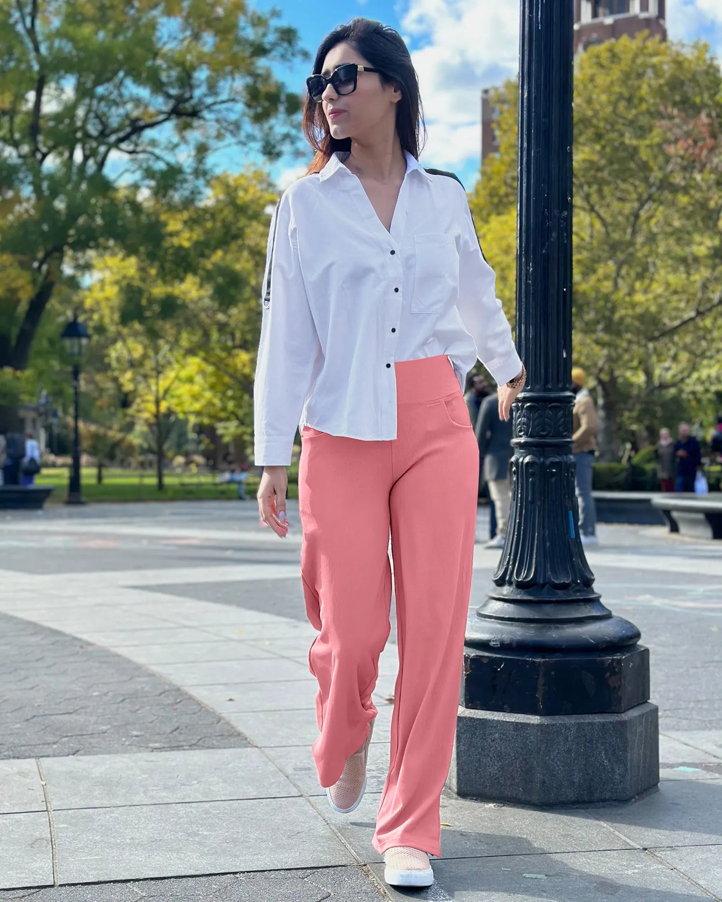Pantalones Anchos de Mujer para Yoga con Bolsillos Largos