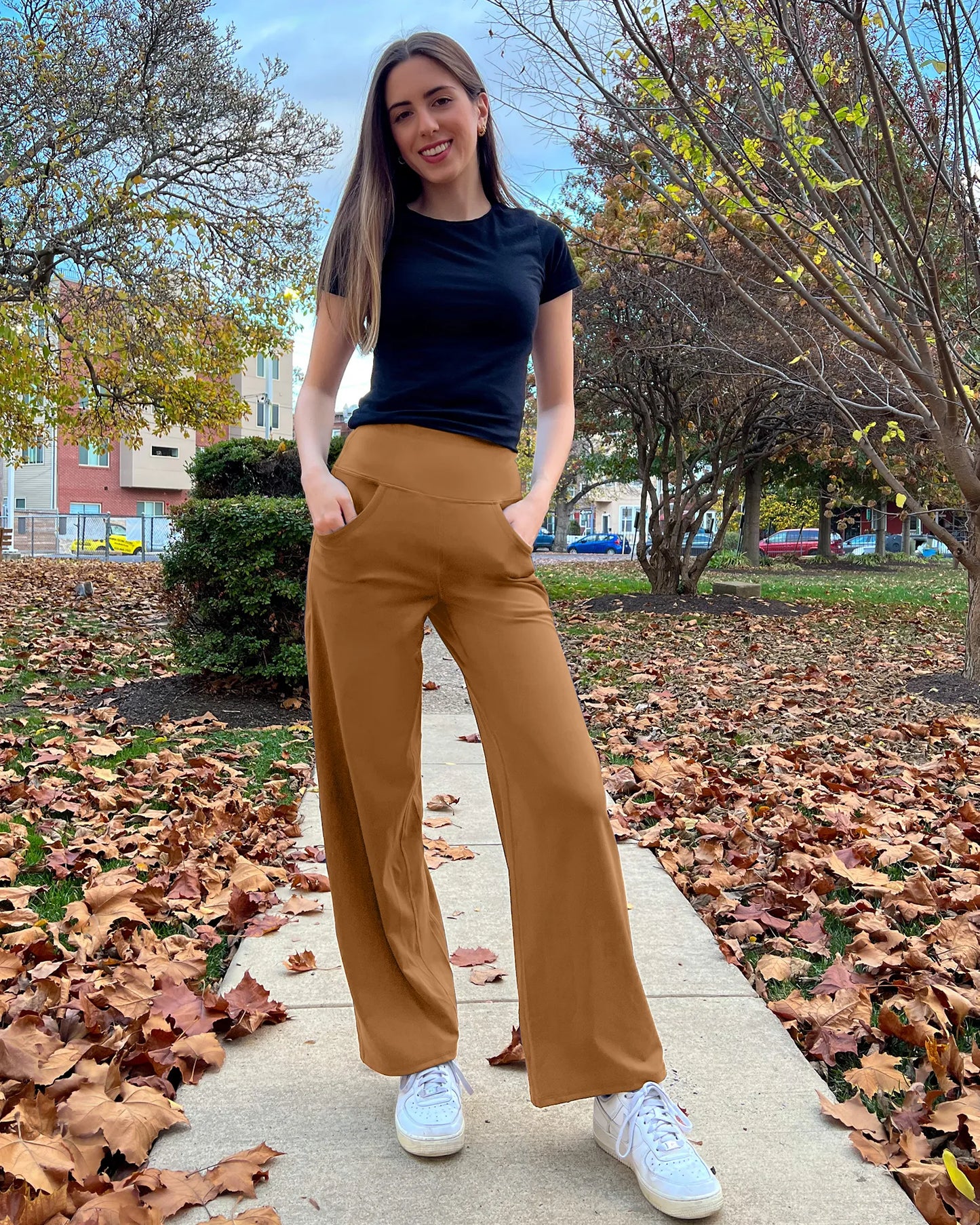 Pantalones Anchos de Mujer para Yoga con Bolsillos Pequeños