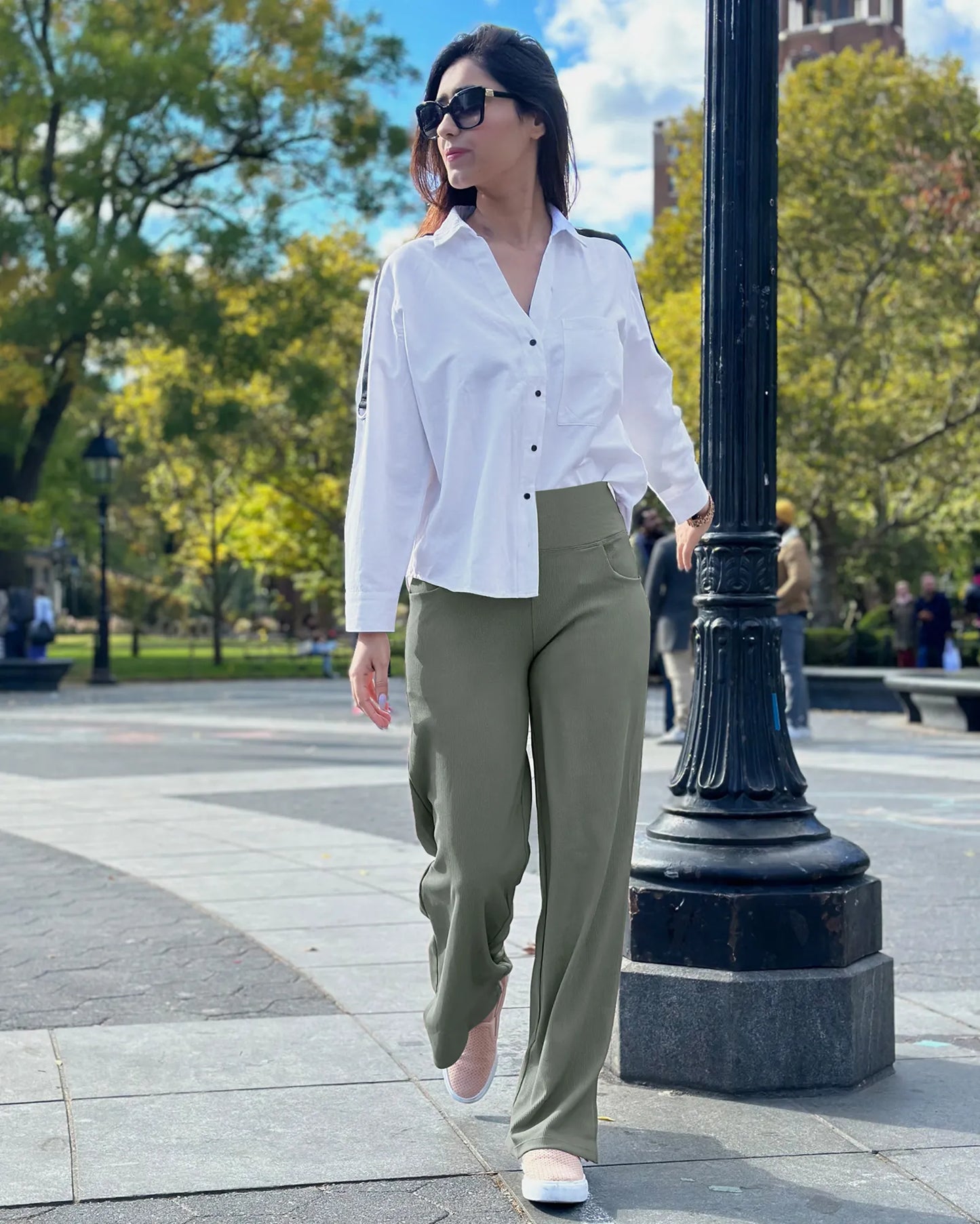 Pantalones Anchos de Mujer para Yoga con Bolsillos Largos