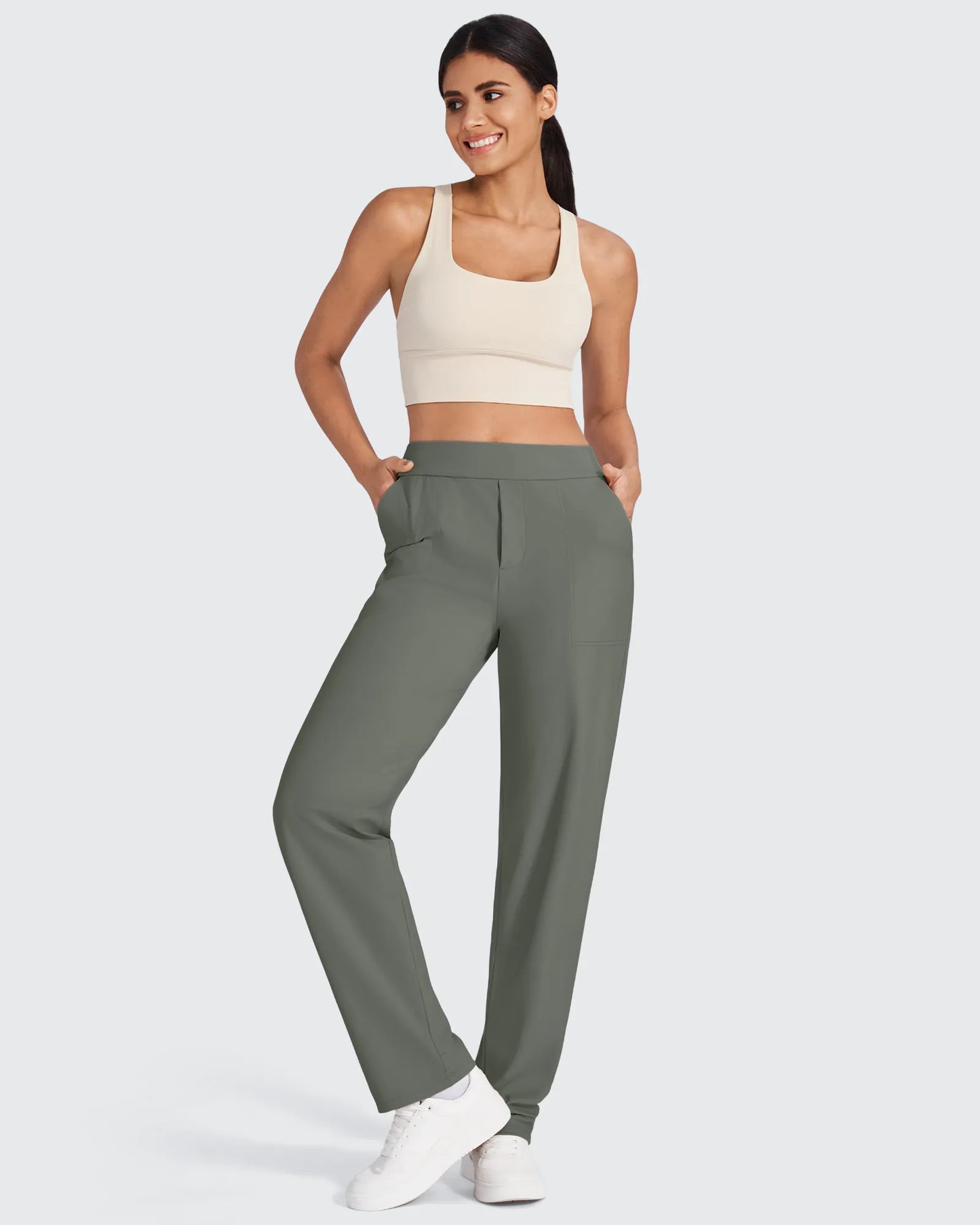 Pantalones de vestir rectos de talle alto ShiftReady Petite