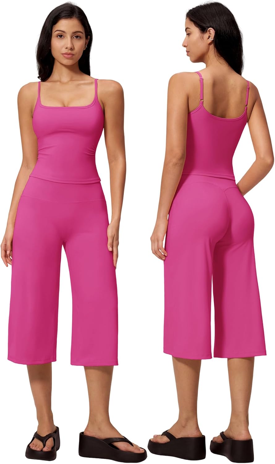 New Yoga Tank Top High Waist Quick-Dry Casual Mid-Length Pants Running Outdoor Athletic Sportswear Yoga Set for Women