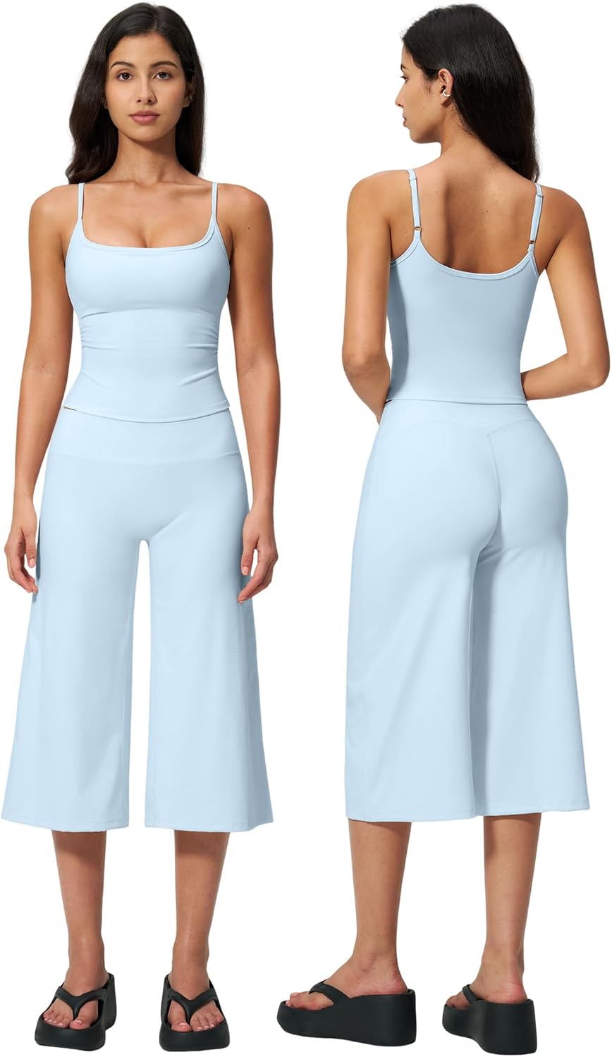 New Yoga Tank Top High Waist Quick-Dry Casual Mid-Length Pants Running Outdoor Athletic Sportswear Yoga Set for Women