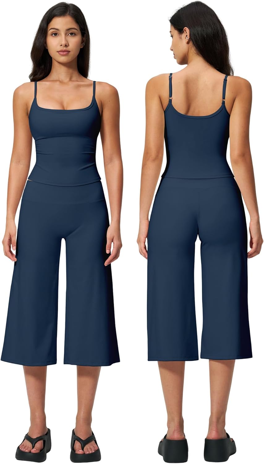 New Yoga Tank Top High Waist Quick-Dry Casual Mid-Length Pants Running Outdoor Athletic Sportswear Yoga Set for Women