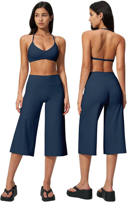 New Yoga Tank Top High Waist Quick-Dry Casual Mid-Length Pants Running Outdoor Athletic Sportswear Yoga Set for Women