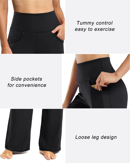 Pantalones Anchos de Mujer para Yoga con Bolsillos Pequeños