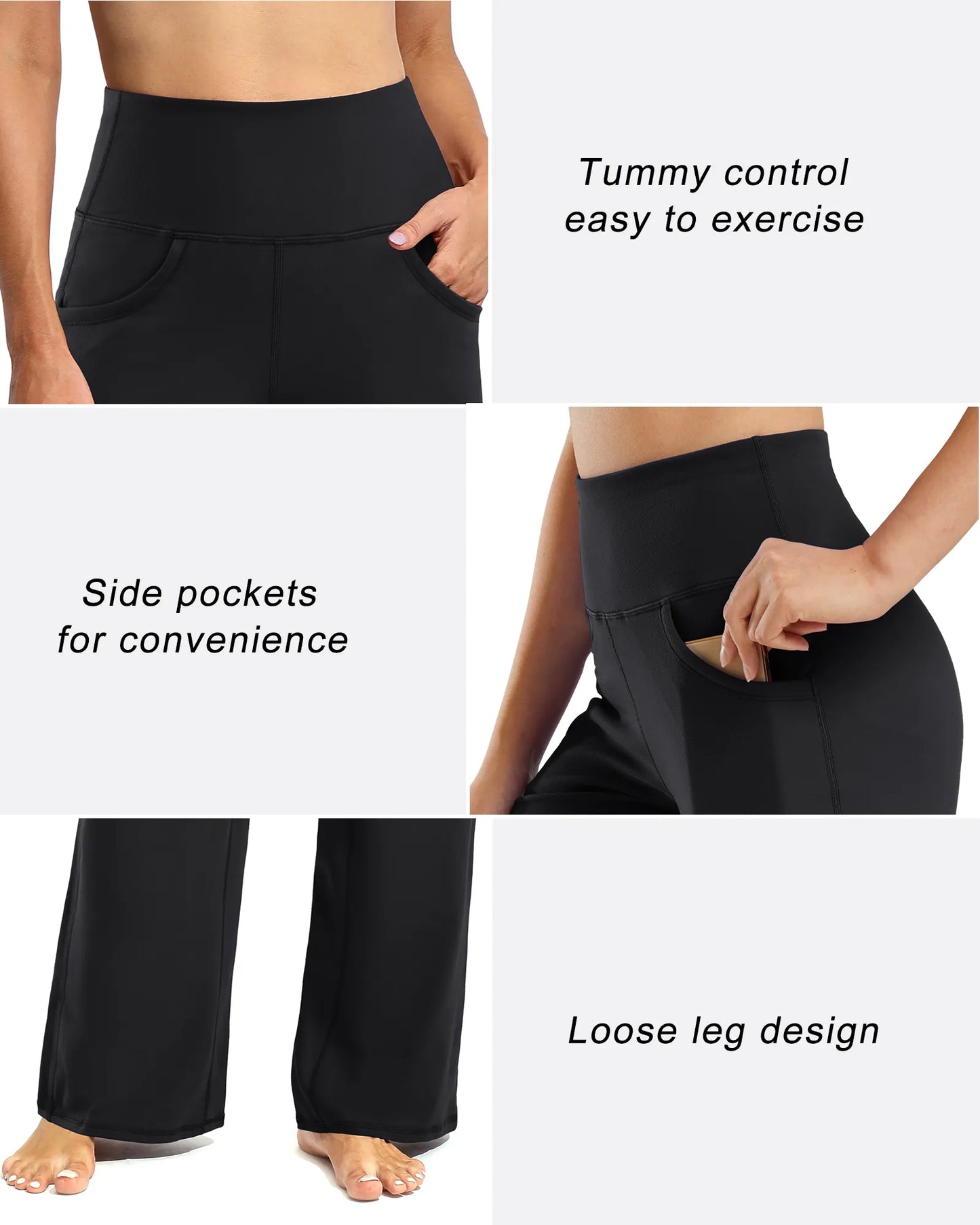 Pantalones Anchos de Mujer para Yoga con Bolsillos Largos