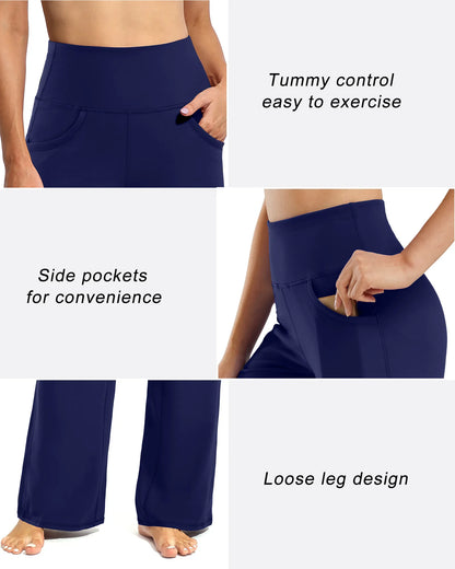 Pantalones Anchos de Mujer para Yoga con Bolsillos Pequeños