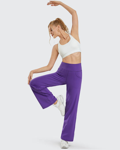 Pantalones Anchos de Mujer para Yoga con Bolsillos Largos