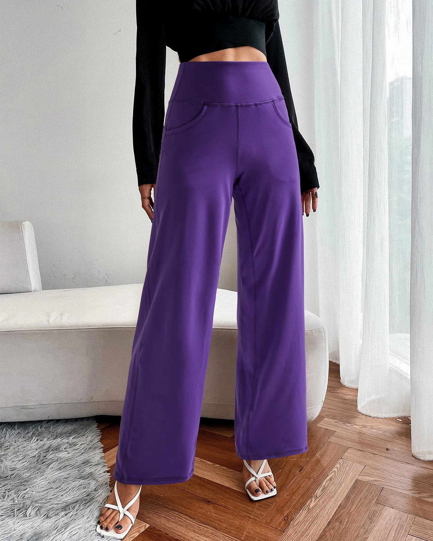 Pantalones Anchos de Mujer para Yoga con Bolsillos Largos