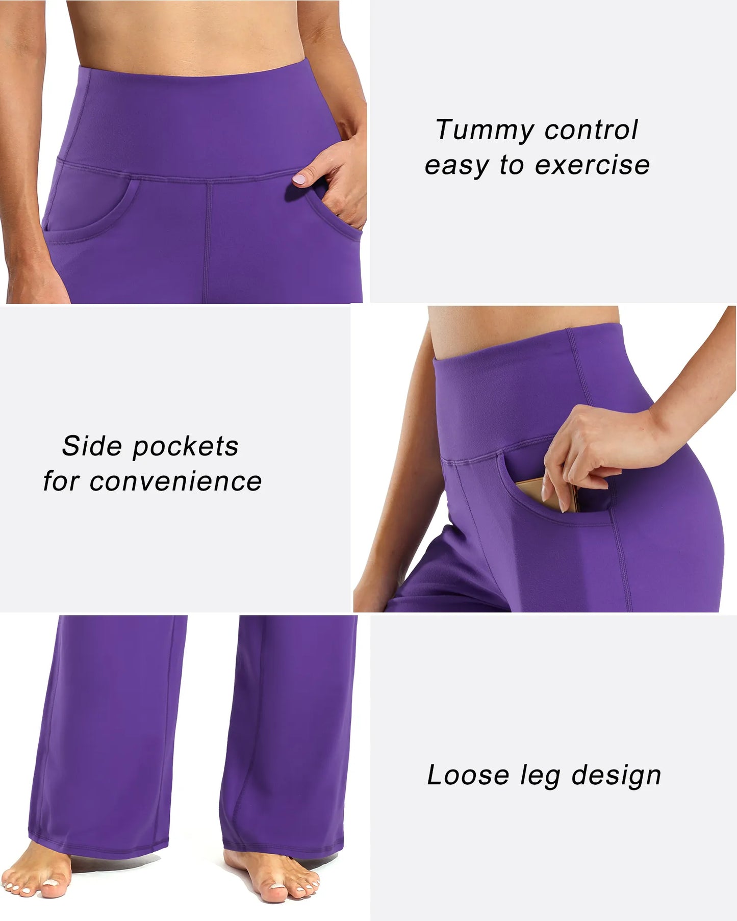 Pantalones Anchos de Mujer para Yoga con Bolsillos Largos