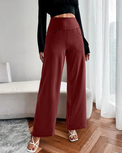 Pantalones de yoga de pierna ancha para mujer con bolsillos (talla regular)
