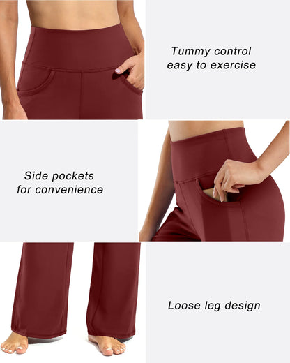 Pantalones Anchos de Mujer para Yoga con Bolsillos Largos