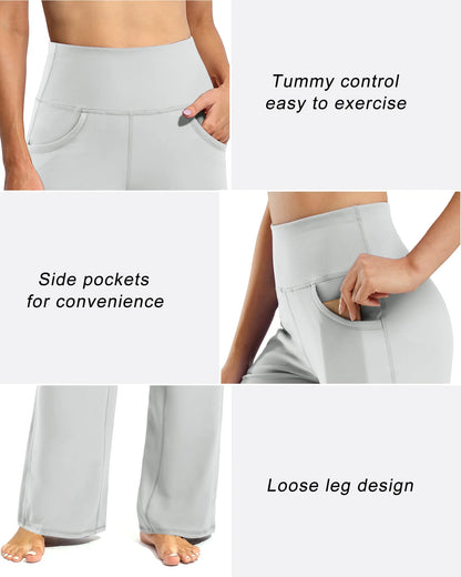 Pantalones Anchos de Mujer para Yoga con Bolsillos Largos