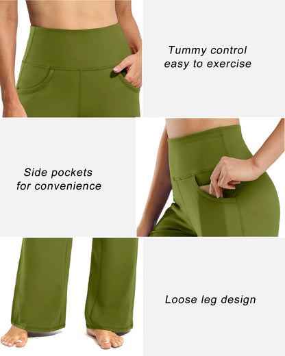 Pantalones Anchos de Mujer para Yoga con Bolsillos Pequeños