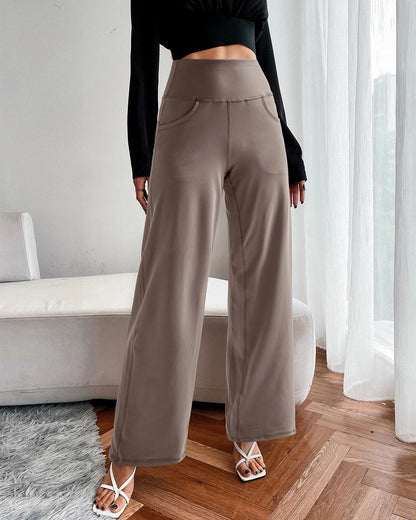 Pantalones de yoga de pierna ancha para mujer con bolsillos (talla regular)