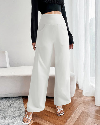 Pantalones de yoga de pierna ancha para mujer con bolsillos (talla regular)