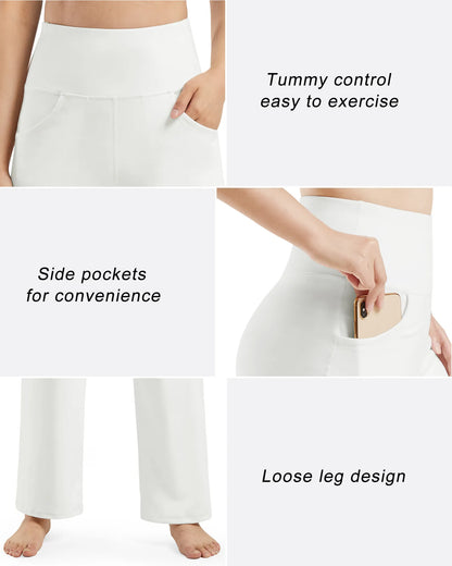 Pantalones Anchos de Mujer para Yoga con Bolsillos Largos
