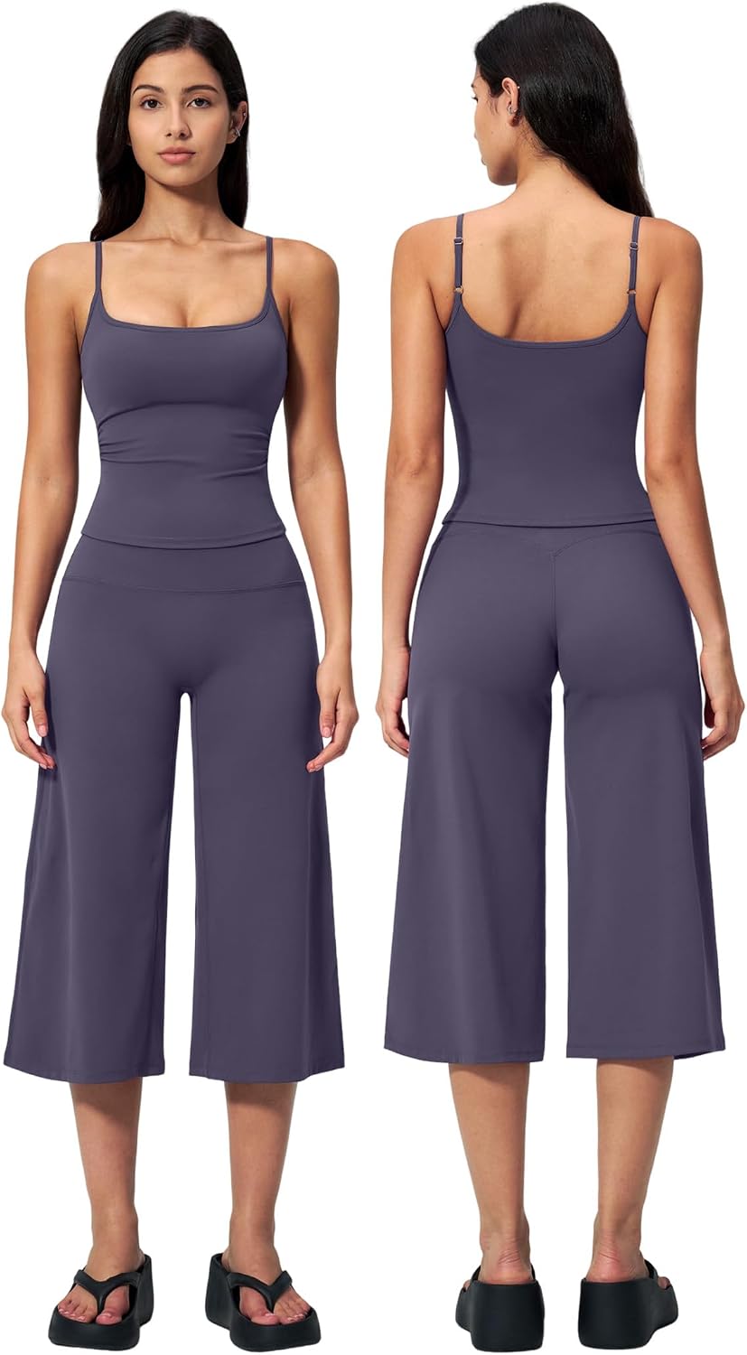 New Yoga Tank Top High Waist Quick-Dry Casual Mid-Length Pants Running Outdoor Athletic Sportswear Yoga Set for Women