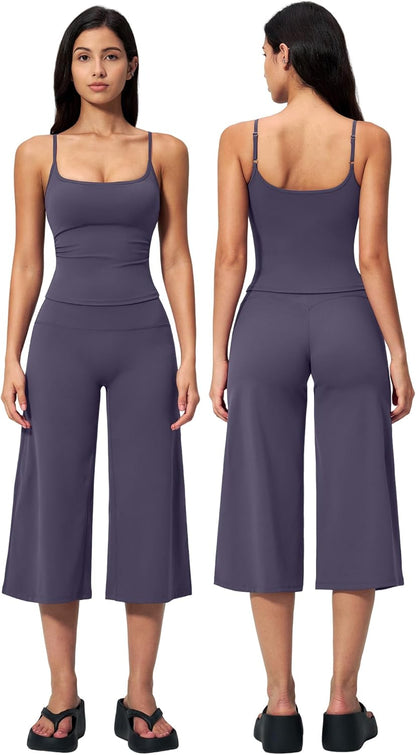New Yoga Tank Top High Waist Quick-Dry Casual Mid-Length Pants Running Outdoor Athletic Sportswear Yoga Set for Women