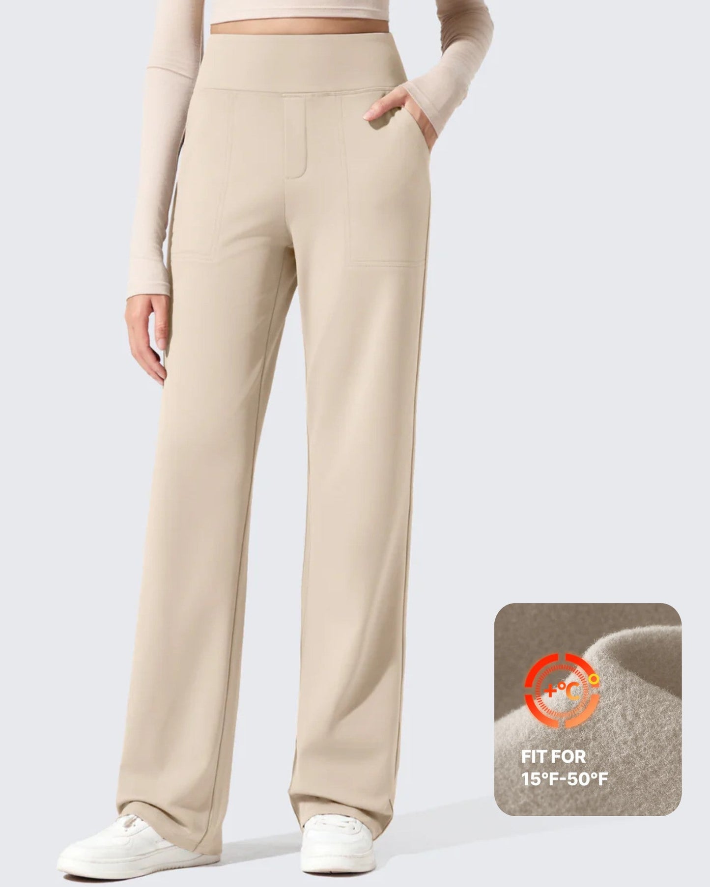 Pantalones de vestir de talle alto con forro polar EverGoing