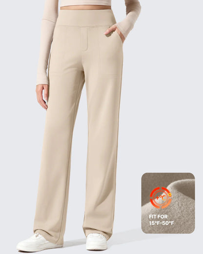 Pantalones de vestir de talle alto con forro polar EverGoing